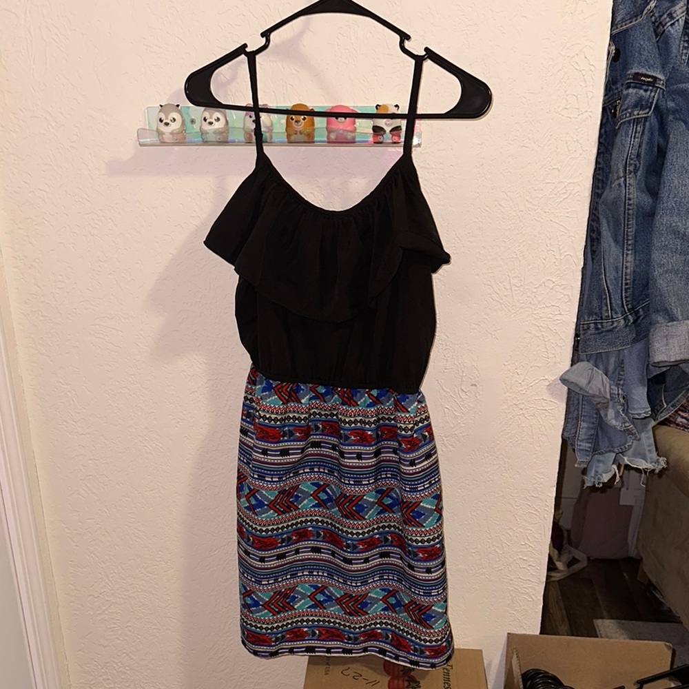 Indulge Western Black and Multicolor Patterned Dress